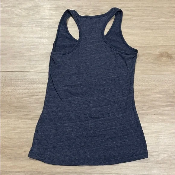 League Women's Navy Tank Top with Yellow and White Print - Picture 3 of 4